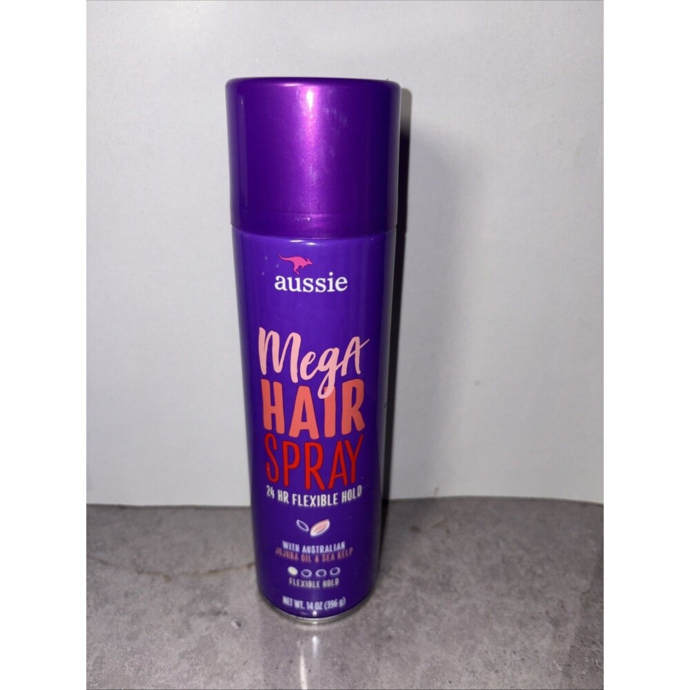 Aussie Mega Hair Spray 14 oz - 24 HR Flexible Hold with Jojoba Oil & Sea Kelp